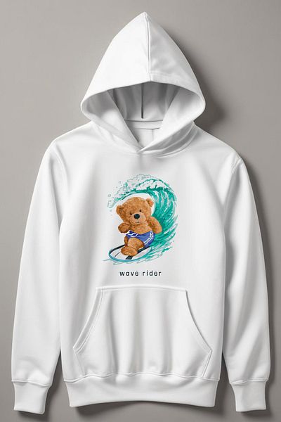 MYADA Hanorac pentru copii cu glugă cu imprimeu Surfer Bear 12720