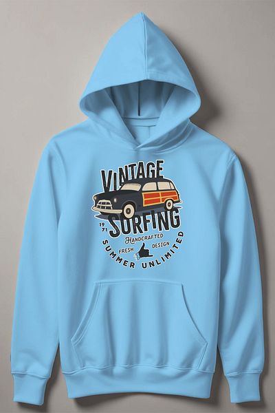 MYADA Детски суитшърт с качулка Unlimited Printed Vintage Surfing - лято 13788