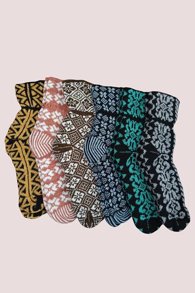 Leement socks 6 чифта навиващи се цветни шарени туркменски дамски чорапи