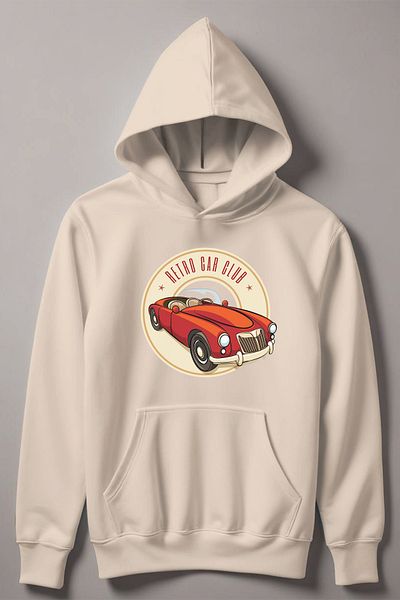 MYADA Детски суитшърт с качулка и щампа Retro Car Club 12566