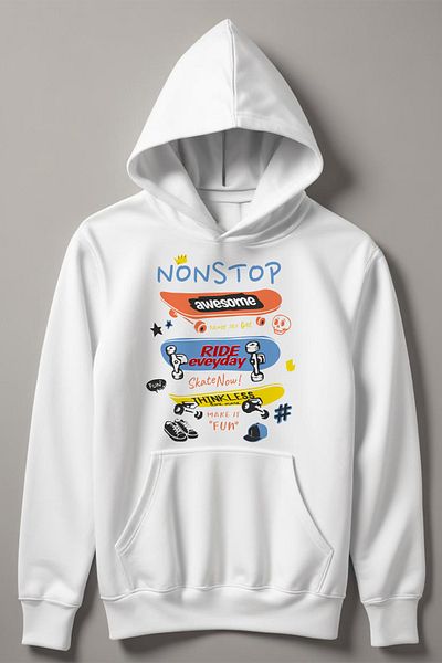 MYADA Let's Ride On Skateboard Without Stop Hanorac pentru copii cu glugă imprimat 14563
