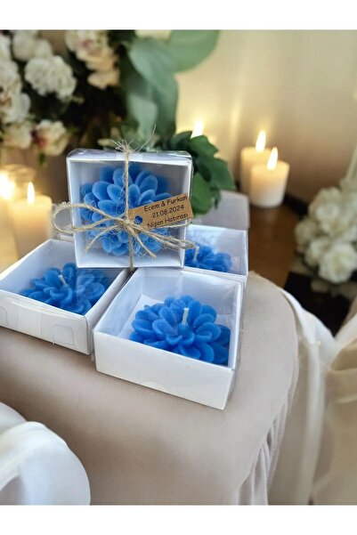 aralmini 20 Adet Süslemeli Lotus Mum, Nikah Şekeri, Doğum, Sünnet, Düğün Nişa...