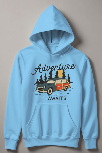 MYADA Детски суитшърт с качулка и щампа Adventure Car A Waits 13735