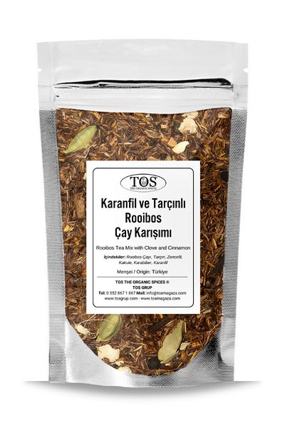 TOS The Organic Spices Rooibos Tea Mix with Clove and Cinnamon 100 Gr (1St) Quality) Clove and Cinnamon Rooibos Tea Blend