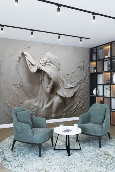 poster marketi 3D Kabartma Sanat Desenli Tekstil Tabanlı Duvar Kağıdı - Moder...