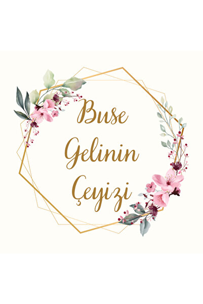 Srctech Çeyiz Etiketi Beyaz Altın Sarısı Çiçekli Çeyiz Bohça Bavul Koli Etike...