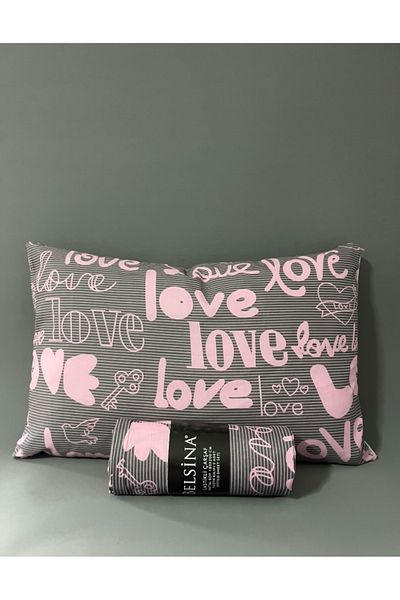 Belsina Love Patterned 100X200 cm Single Elastic Sheet and 1 Piece 50X70 cm Covered Pillowcase