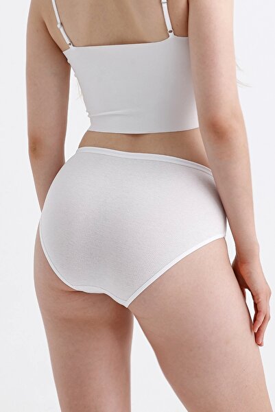 Genel Markalar Yüksek Bel Pamuklu 7'Li Paket Bato Külot Beyaz