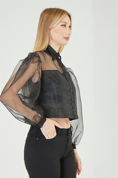 HomeStore Organza-Hemd mit Mesh-Detail
