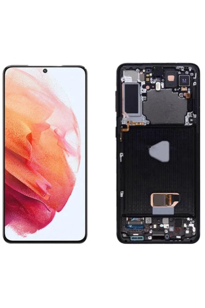 Samsung Teknonet Samsung Galaxy S21 Uyumlu Lcd+Dokunmatik+Çıtalı - Siyah