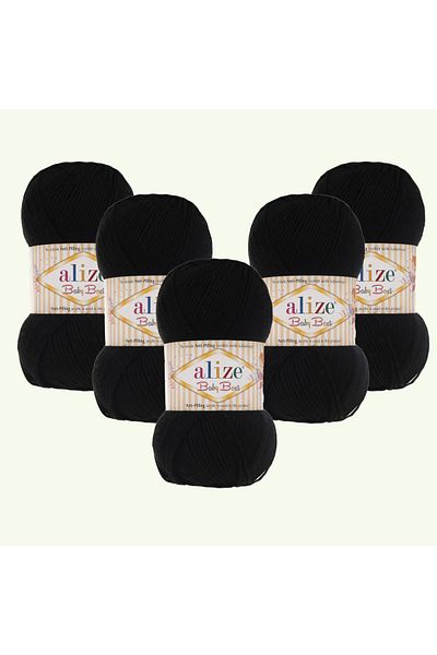 Alize Baby Best - 5 Pieces Baby Strings, 10% Bamboo Antipiling, 60 Black
