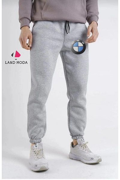 LAND MODA Ανδρικό γκρι αθλητικό εμπριμέ Slim Fit Jogger Sweatpants - με ελαστικά πόδια και τσέπες
