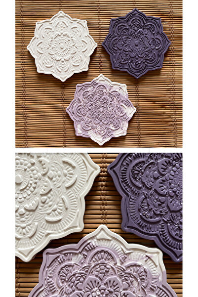 Ueex Home طقم فسيفساء ماندالا من Vıvasto مكون من 3 قطع - كوستر خرساني مصنوع م...