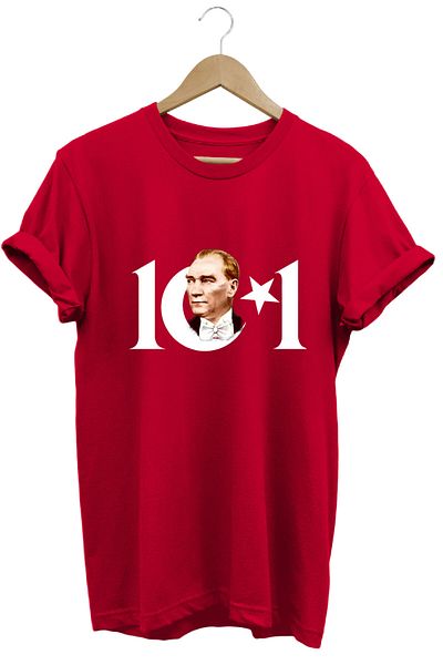 The Baski October 29 Atatürk Republic 101 Years Old Printed 100% Cotton Premium Red T-Shirt