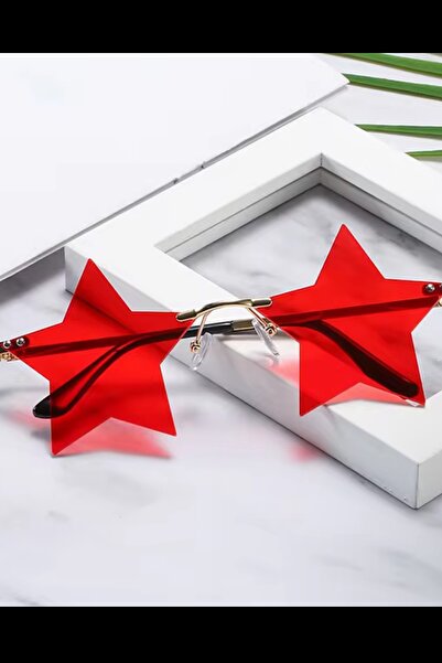 Giraffe Halloween Party Rave Punk Gözlüğü Kırmızı Yıldız