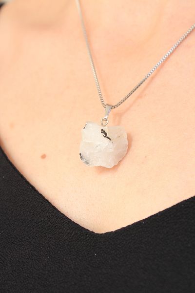 Crystalclem Raw Moon Stone Natural Stone Necklace
