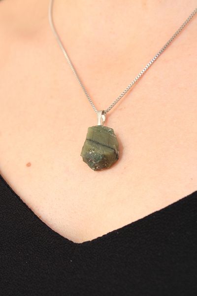 Crystalclem Raw Jade Natural Stone Necklace