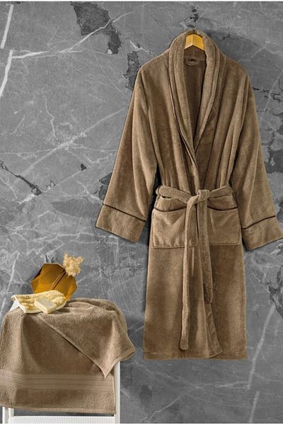 deryame Exclusive Single Bathrobe Set Beige L/Xl 8680108069141