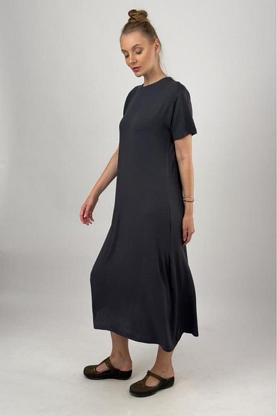 Betimoda Rochie midi din viscoză afumată - damă, mânecă scurtă, decolteu