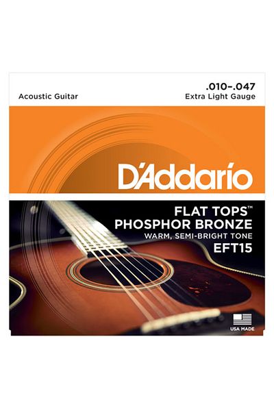 Daddario Eft15 Acoustic Guitar String Set, Flat Tops, Phosphor Bronze