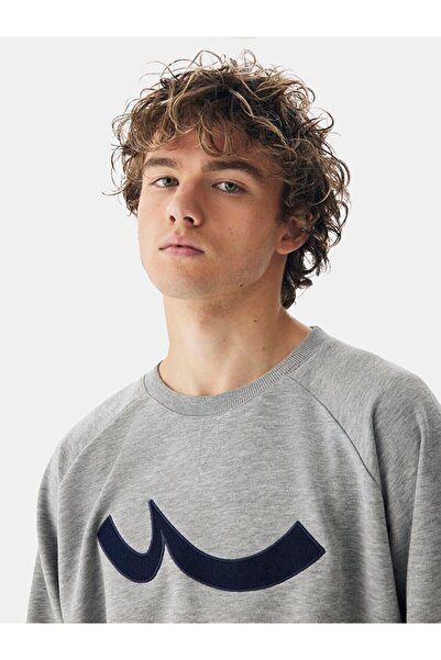 Ltb Sıgnlı Sıfır Yaka Uzun Kollu Regular Fit Gri Sweatshırt