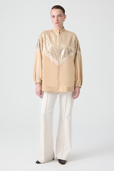 Touché Privé Payet Detail Striped Crepe Jacket