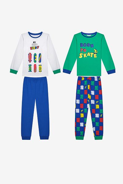 Penti Born To Skate 2-teiliges mehrfarbiges Pyjama-Set für Jungen aus Baumwolle