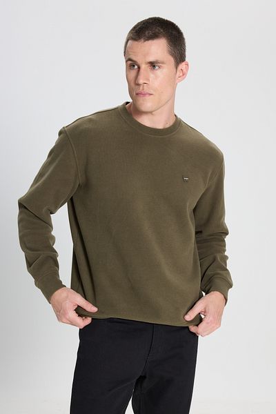WRANGLER Regular Fit Regular Cut Crew Neck Khaki Sweatshirt