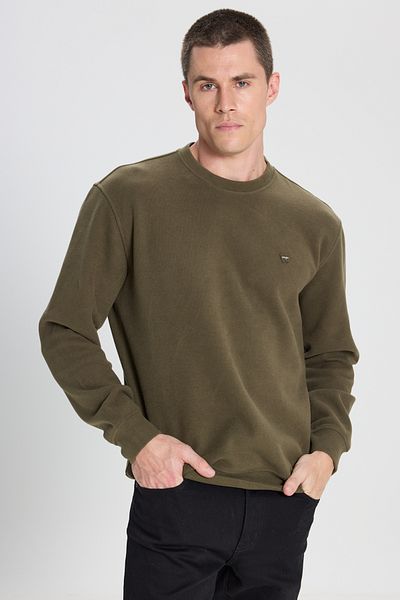 WRANGLER Regular Fit Regular Cut Crew Neck Khaki Sweatshirt