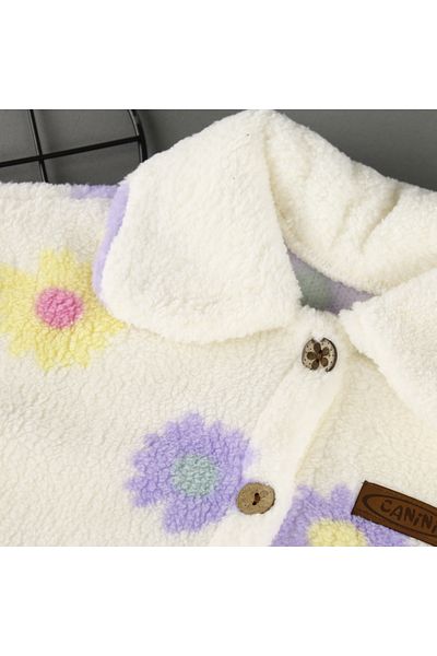bebegci Seasonal Winter Girl's Coat with Flower Detail