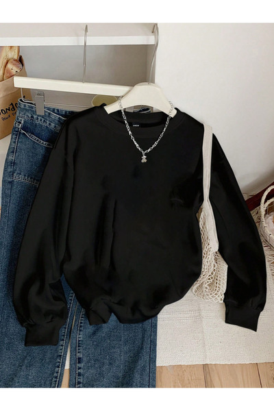 Eritqaa Black oversized hooded sweatshirt hoodie