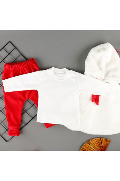 bebegci Plush 3-Piece Girl's Set with Soft Cloak