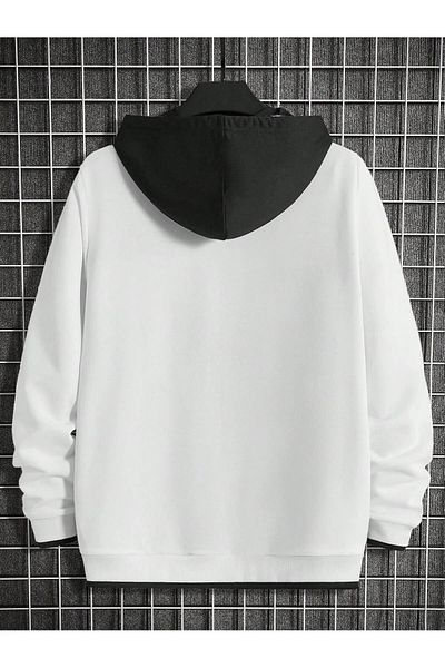 LUNAVISTA Karl Lepapes White Oversize Hooded Black Sweatshirt Hoodie