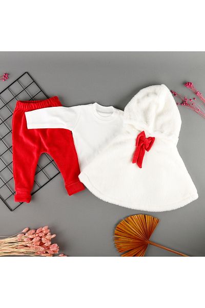 bebegci Plush 3-Piece Girl's Set with Soft Cloak