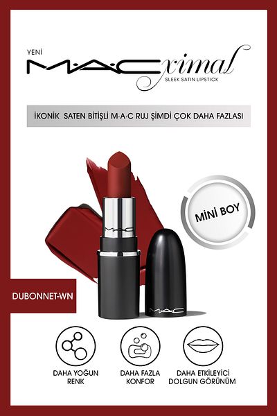 M.A.C Satin Finish Mini Lipstick - for Lip and Cheek, Intensive Coloring, 1.5Gm Keyo448
