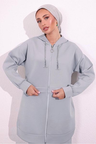 TRENDTESETTÜR Gray Scuba Women's Trousers Set - t 6654