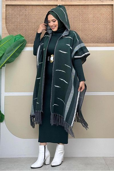 TRENDTESETTÜR Γυναικείο παντελόνι με πράσινη κουκούλα - T 6061