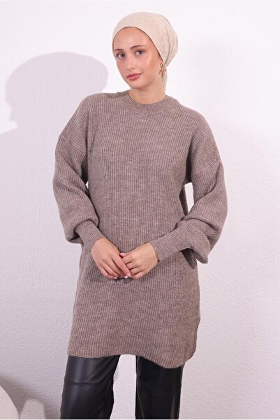 TRENDTESETTÜR Gray Antresite Balloon Sleeve Knitwear Tunik - Women's t 1809
