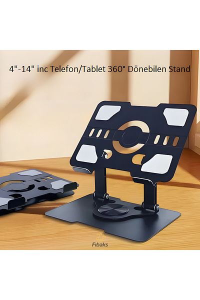 Fibaks 360 Degree Rotatable Standing Stand Metal Tablet Holder Riser Compatible with All Tablets and Phones