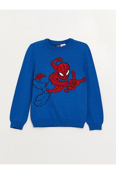 LC Waikiki Lw - Pulover de tricotaj pentru băiat cu mânecă lungă cu model Spiderman