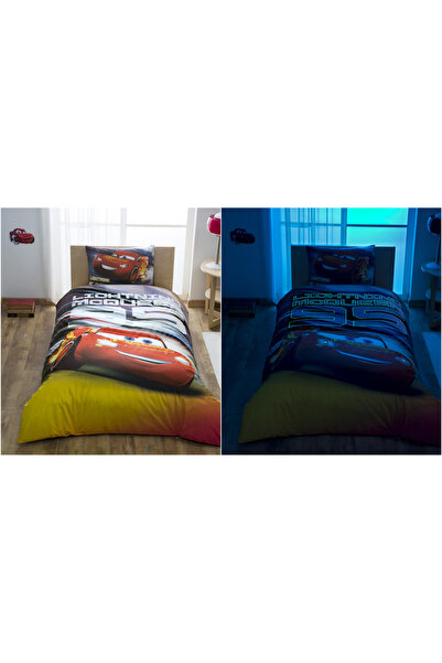 Taç Lisanslı Nevresim Takımı Cars Lighting Mcqueen Glow Tek Kişilik Işıldayan