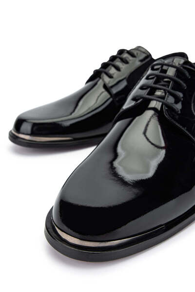 Tamer Tanca Erkek Hakiki Deri Siyah Rugan Klasik Ayakkabı