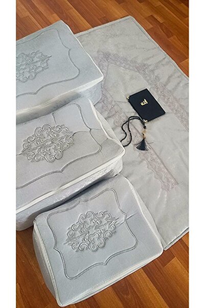 CONSTRAİN Çeyizlik Kadife Gold Işlemeli 3`lü Krem Incili Güpürlü Bohça Nişan Gelin Damat Hurcu Gold1