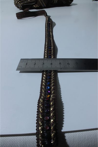 ÖZPAŞ TEKSTİL VE AKSESUAR 1.5cm Colorful Round Rhinestone Decorative Strip