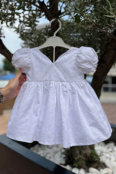 Bertuğ Bebek Beyaz Fisto Kız Çocuk Bebek Mevlüt Pamuklu Elbise