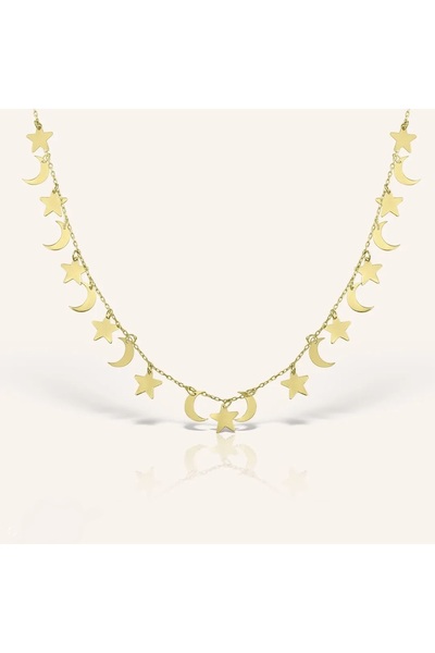 MİNİMAL Minimal Kolye Altin Ay Yıldız Kolye "Melia"
