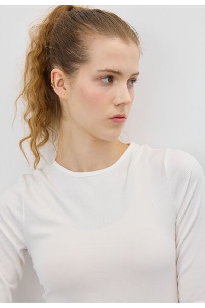 TUBİA Women's Ecru Color Long Sleeve T-shirt