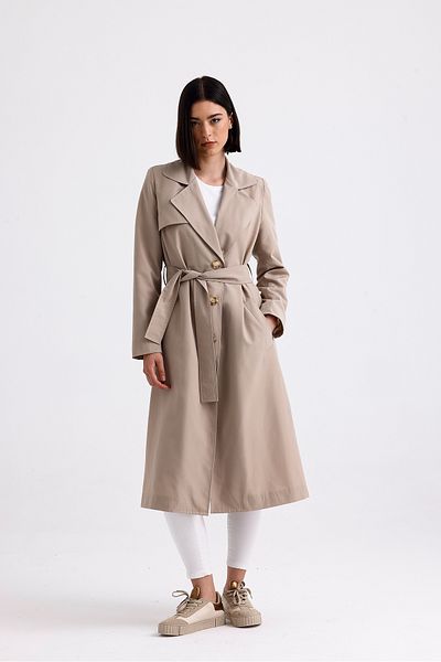 Tangül&Ali'S Moda Evi Flowy Long Beige Trench Coat