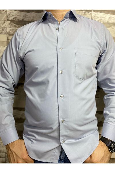 BENESSE Dacron Pocket Classic Φαρδύ μακρυμάνικο πουκάμισο με γιακά γραβάτα