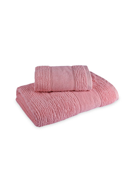 Fialka Long Twist Striped Towel Pink 80x150
